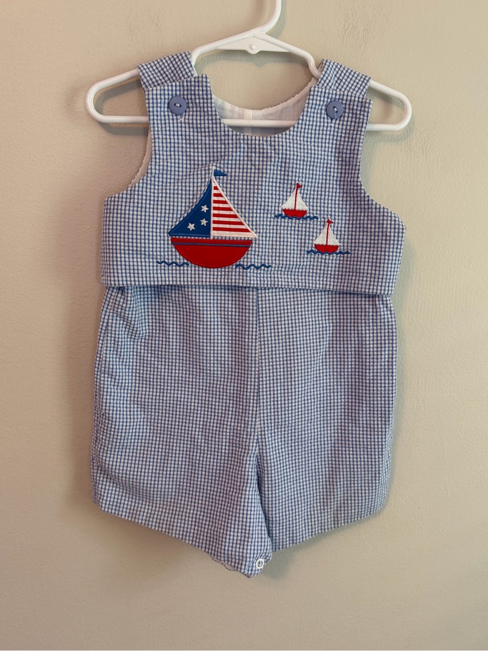Mulberry St. Blue Gingham Sailboat Jon Jon